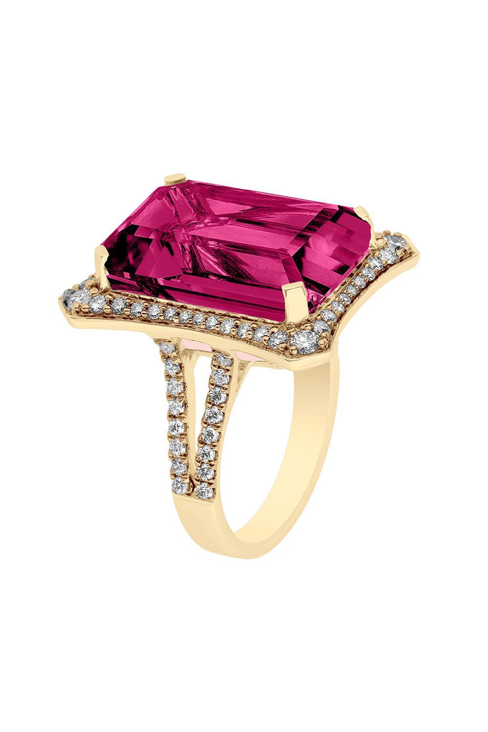 Rubellite Diamond G-One Ring-YELLOW GOLD-7.5-JEWELRYFINE JEWELRING-GOSHWARA