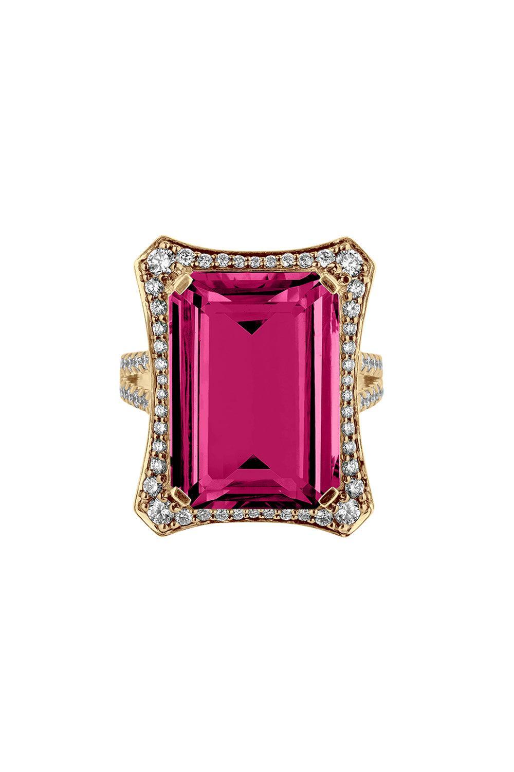 Rubellite Diamond G-One Ring-YELLOW GOLD-7.5-JEWELRYFINE JEWELRING-GOSHWARA