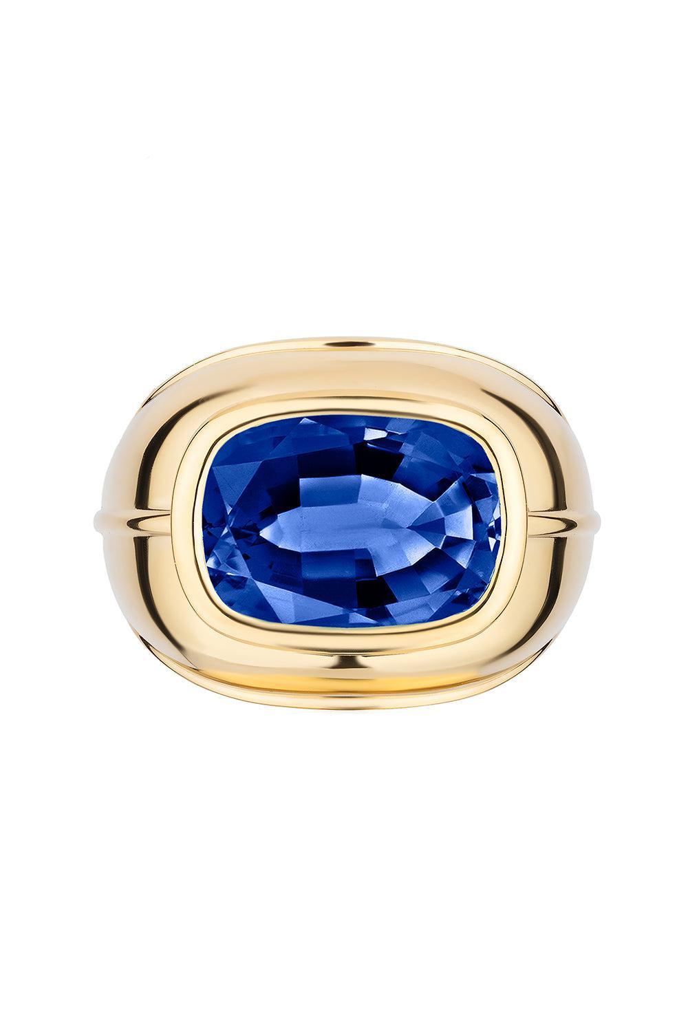 Tanzanite Cushion Cut Ring-YELLOW GOLD-7.75-JEWELRYFINE JEWELRING-GOSHWARA