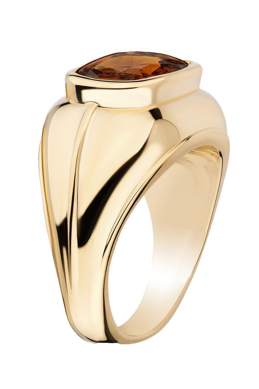 Brown Zircon Cushion Cut Ring-YELLOW GOLD-8.25-JEWELRYFINE JEWELRING-GOSHWARA