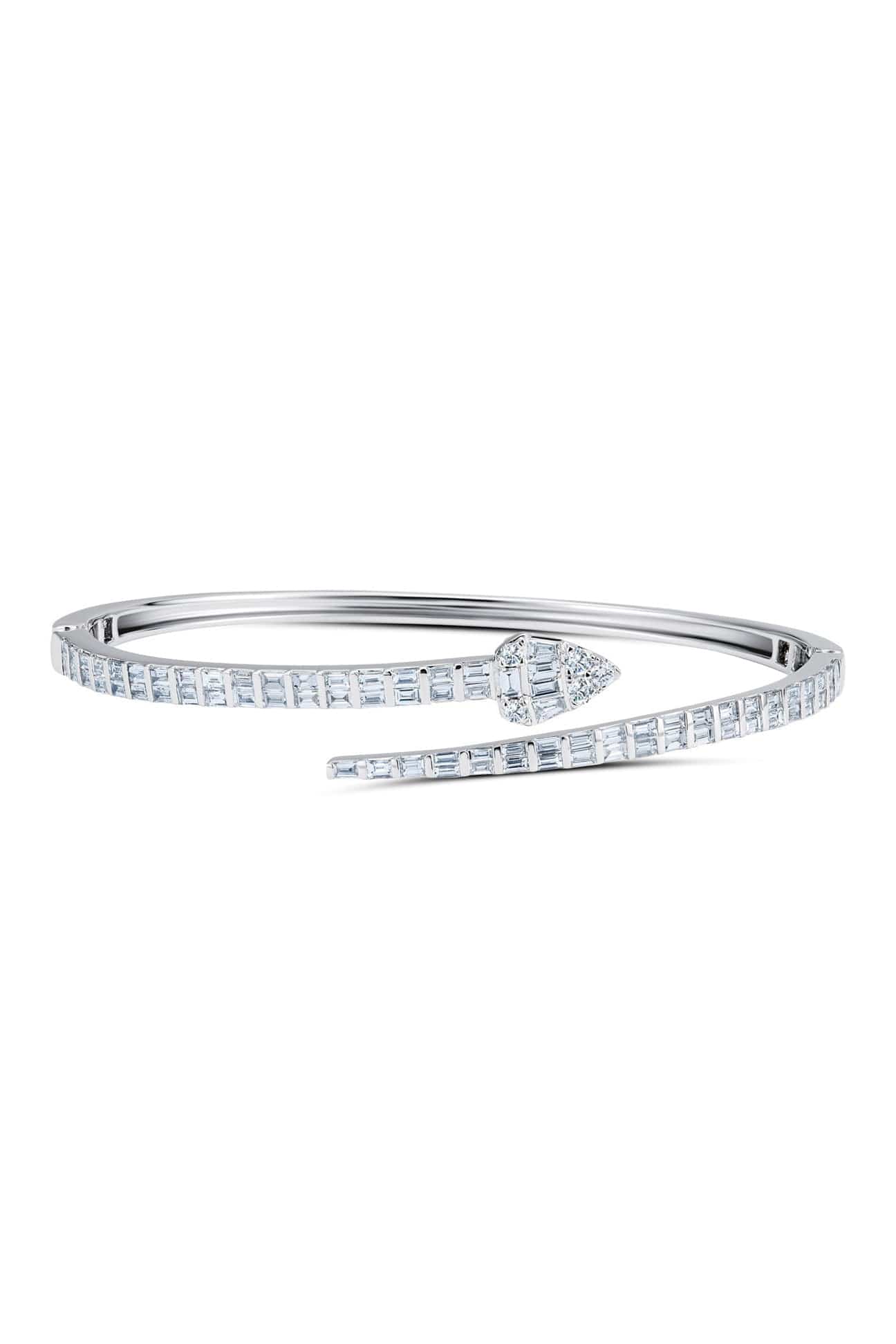 GRAZIELA-Hiss Double Baguette Bangle-WHITE GOLD