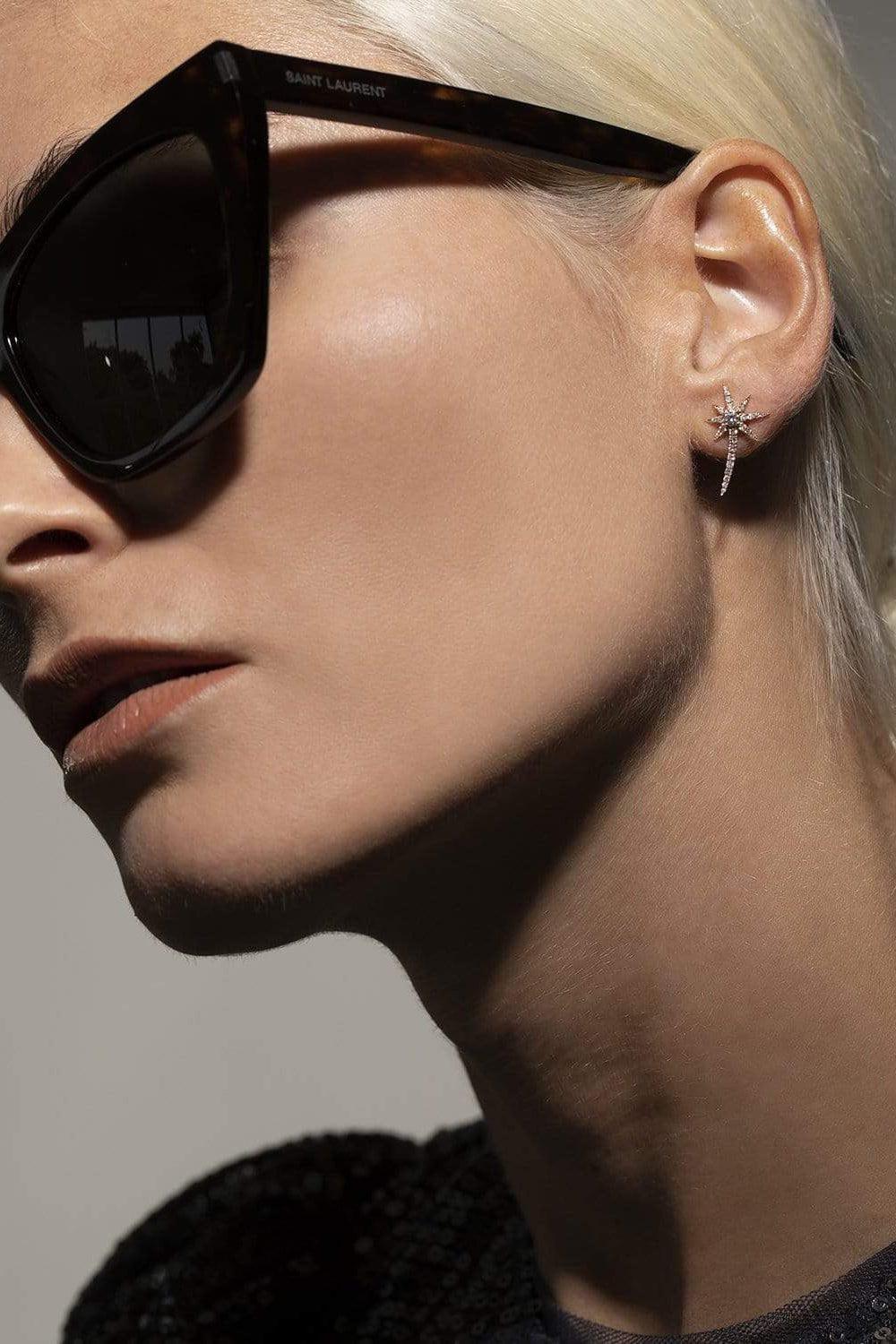 GRAZIELA-Diamond Shooting Starburst Earrings-ROSE GOLD