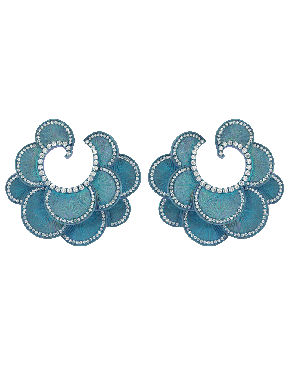 GRAZIELA-Diamond Scalloped Titanium Earrings-TITANIUM