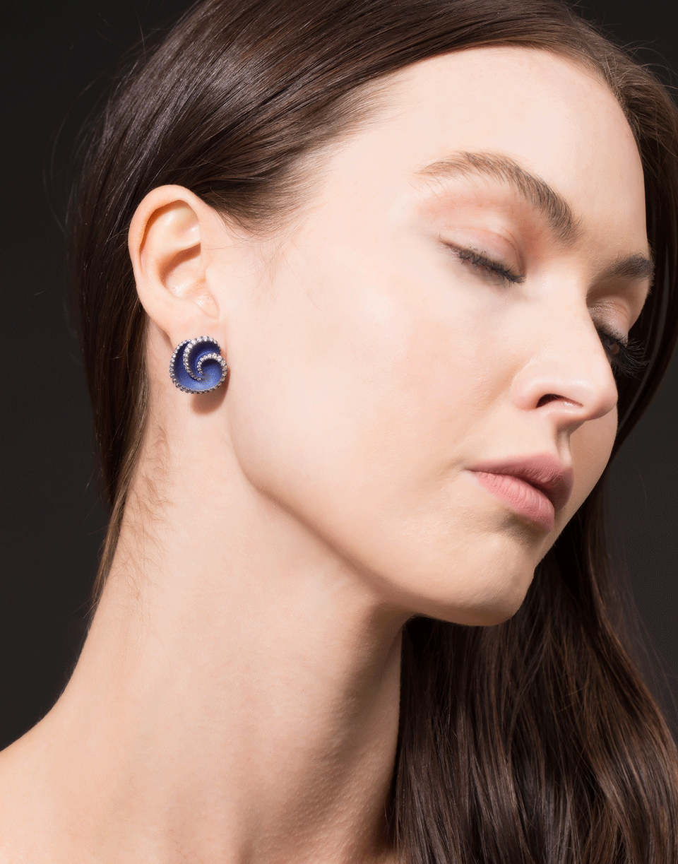 GRAZIELA-Diamond Swirl Stud Earrings-TITANIUM