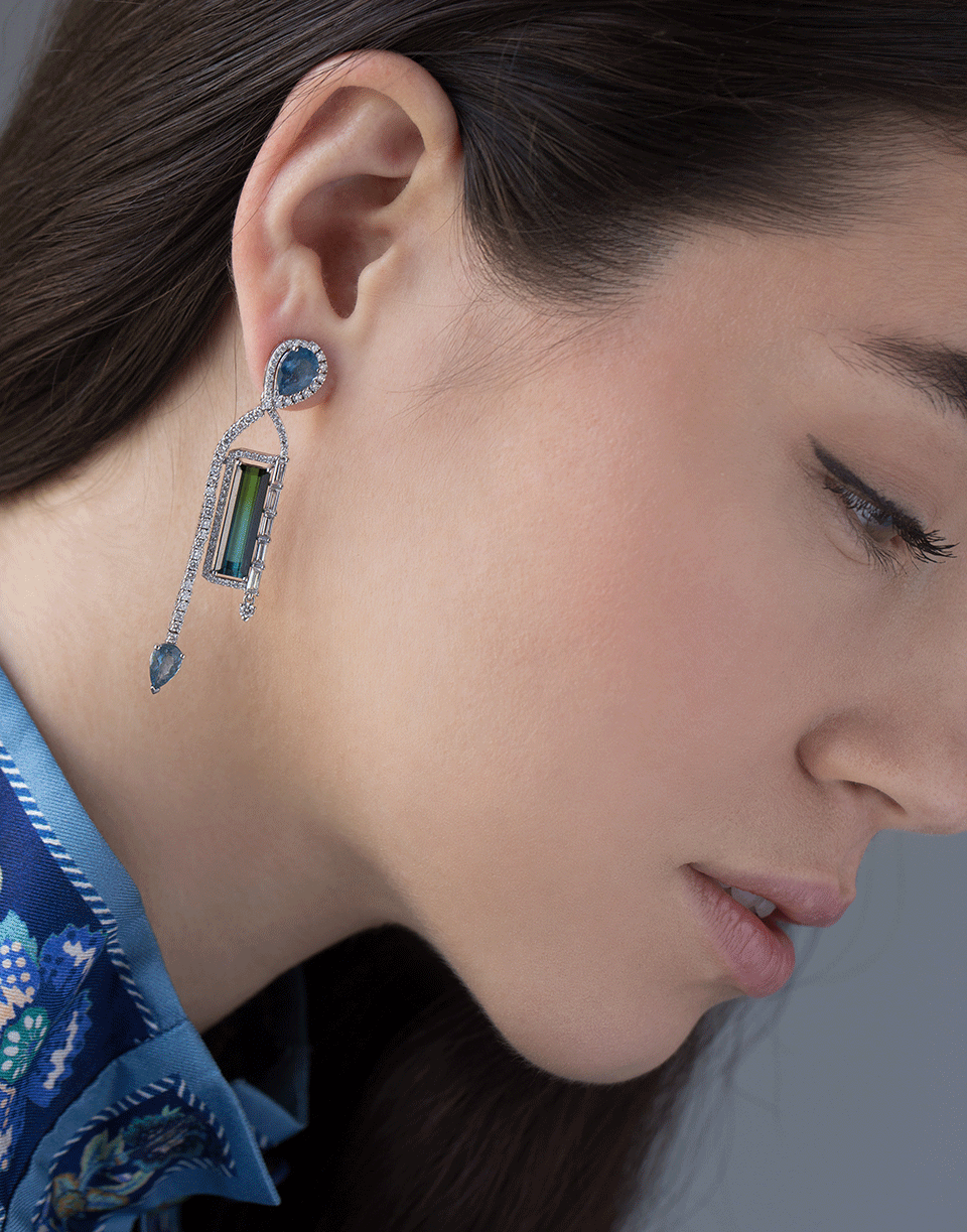 GRAZIELA-Bi-Color Tourmaline and Aquamarine Earrings-WHITE GOLD