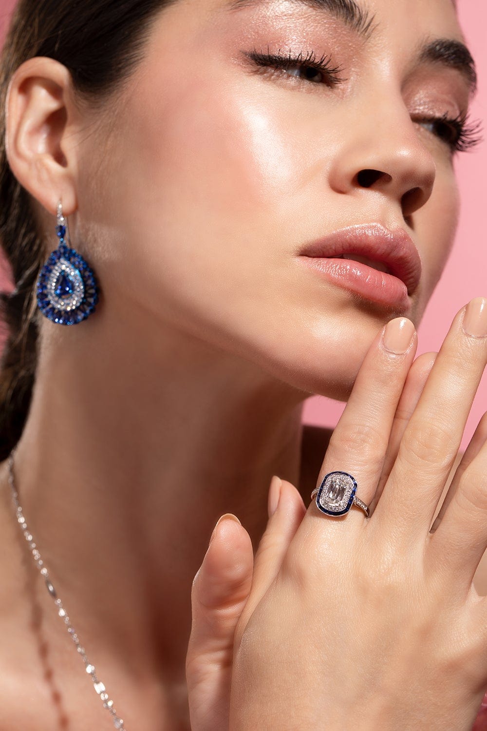 GRAZIELA-Blue Rhodium and Sapphire Earrings-WHITE GOLD