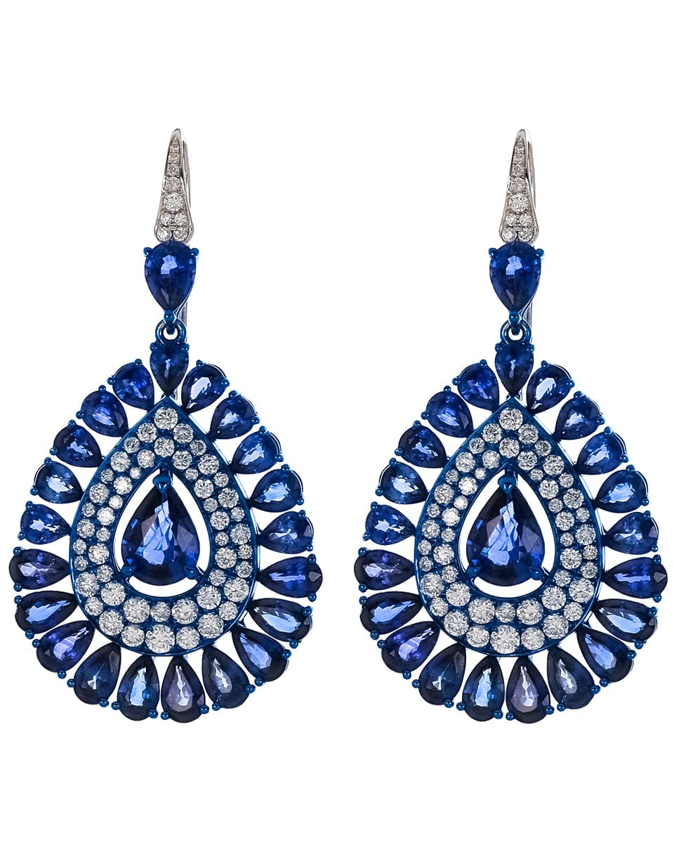 GRAZIELA-Blue Rhodium and Sapphire Earrings-WHITE GOLD