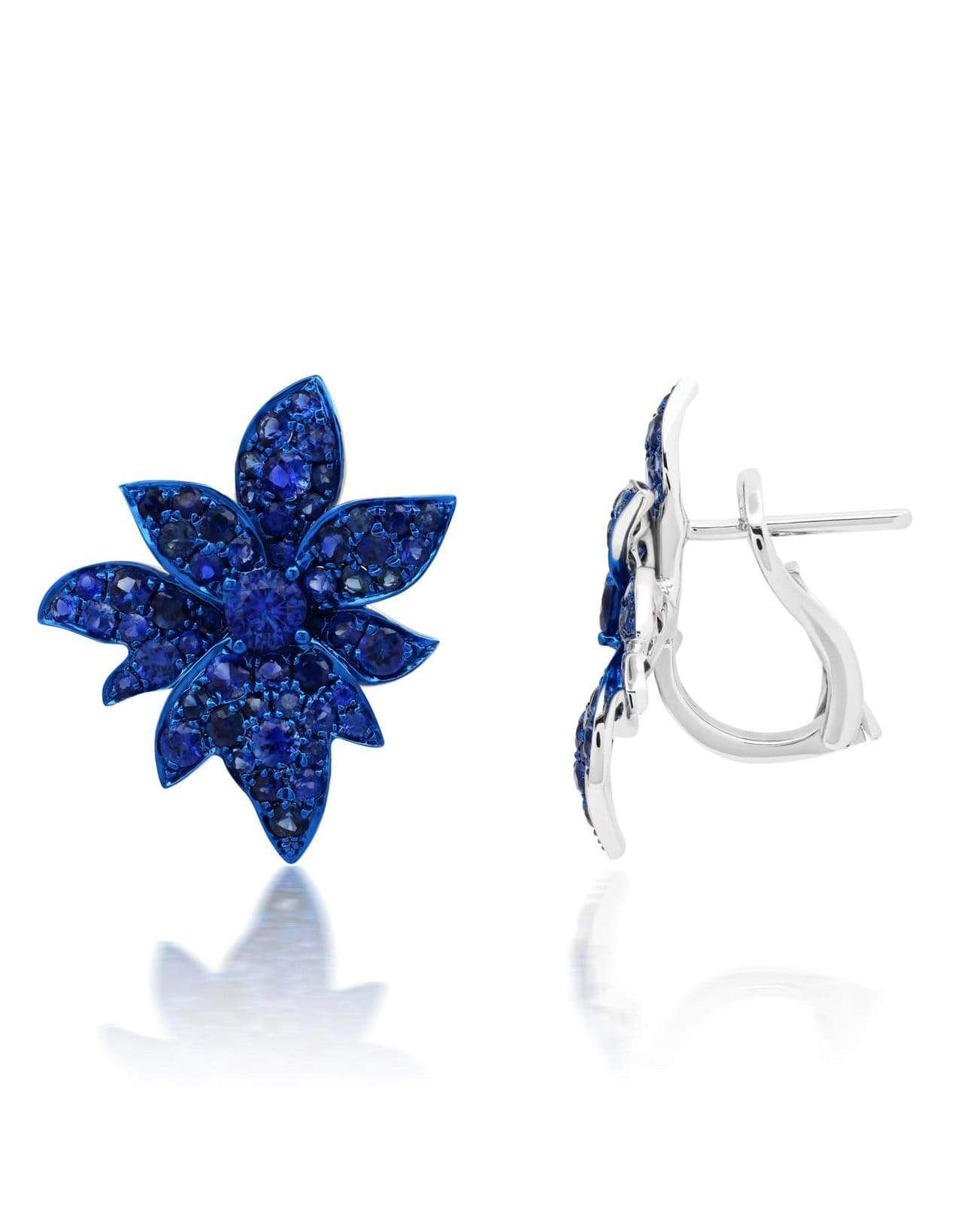 GRAZIELA-Blue Sapphire Folha Earrings-WHITE GOLD