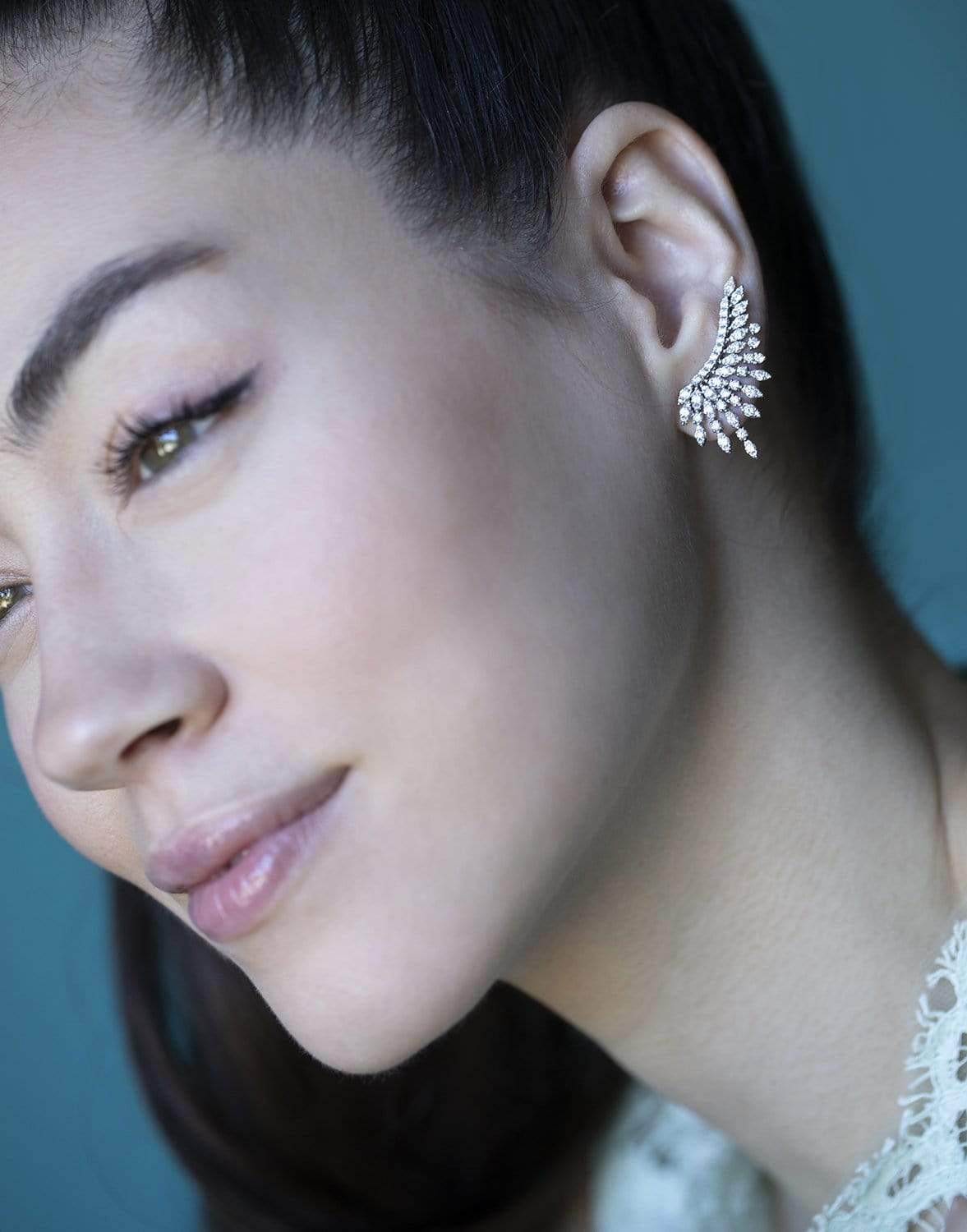 GRAZIELA-Diamond Wing Earrings-WHITE GOLD