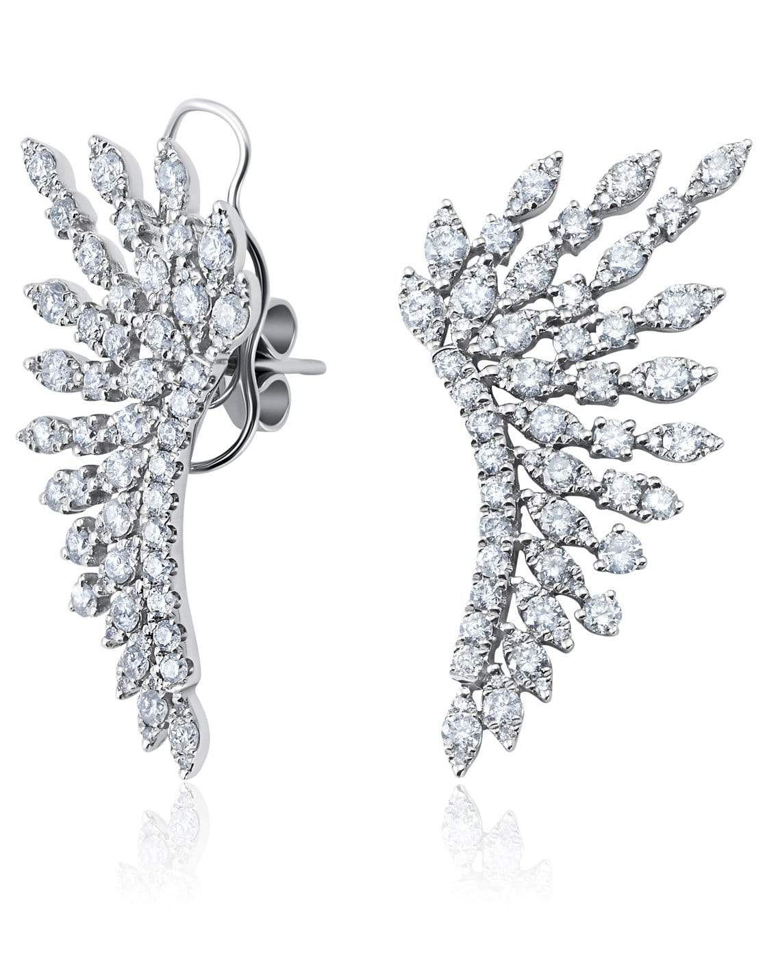 GRAZIELA-Diamond Wing Earrings-WHITE GOLD
