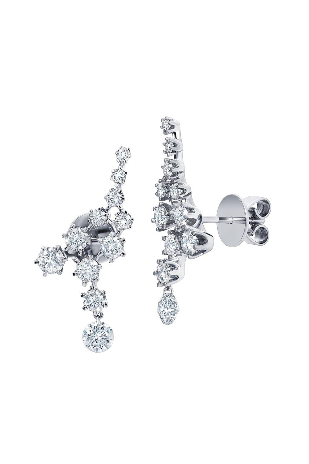 GRAZIELA-Floating Diamond Ear Climbers-WHITE GOLD