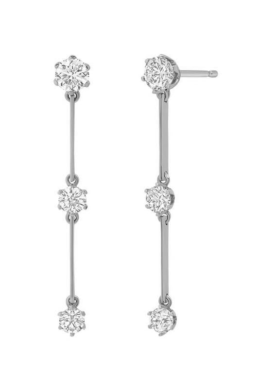 GRAZIELA-Floating Diamond Triple Drop Earrings-WHITE GOLD
