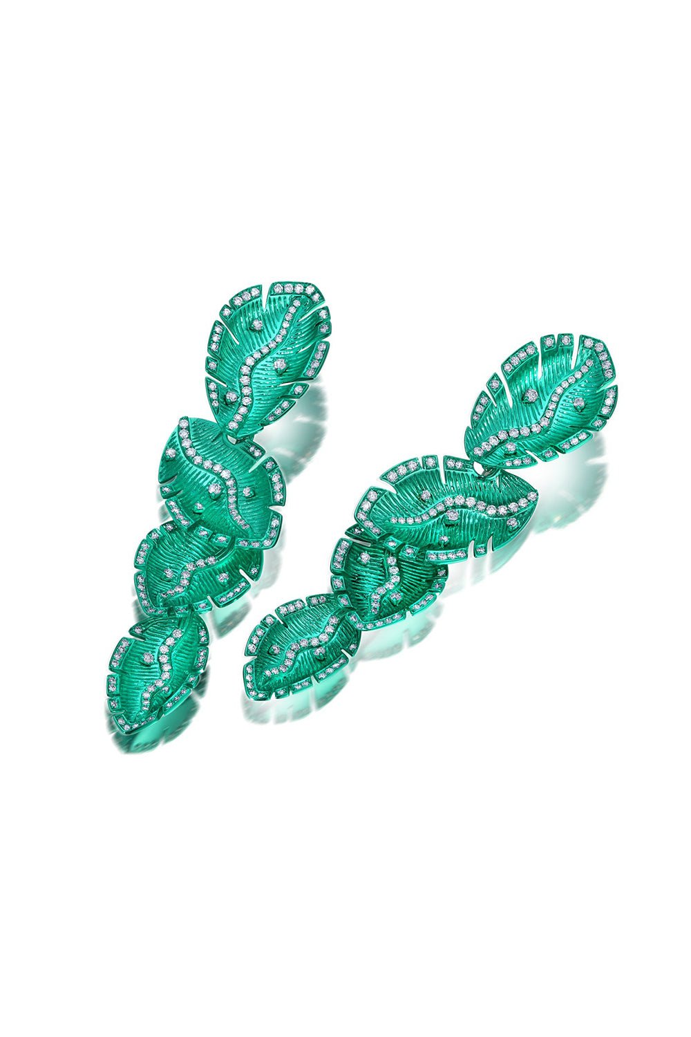 Green Rhodium Quatro Folha Drop Earrings JEWELRYFINE JEWELEARRING GRAZIELA   