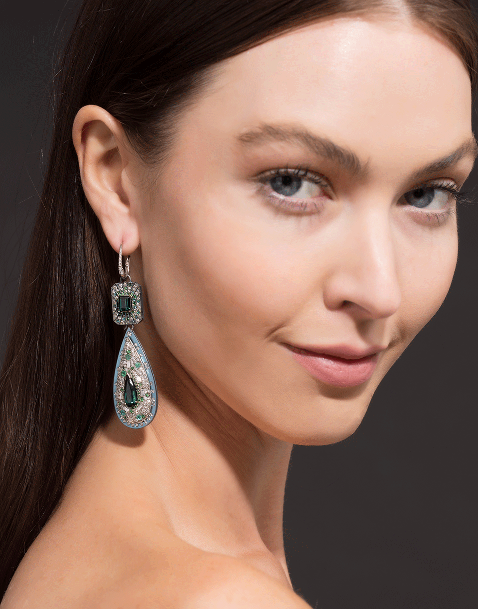 GRAZIELA-Indicolite Tourmaline Earrings-WHITE GOLD