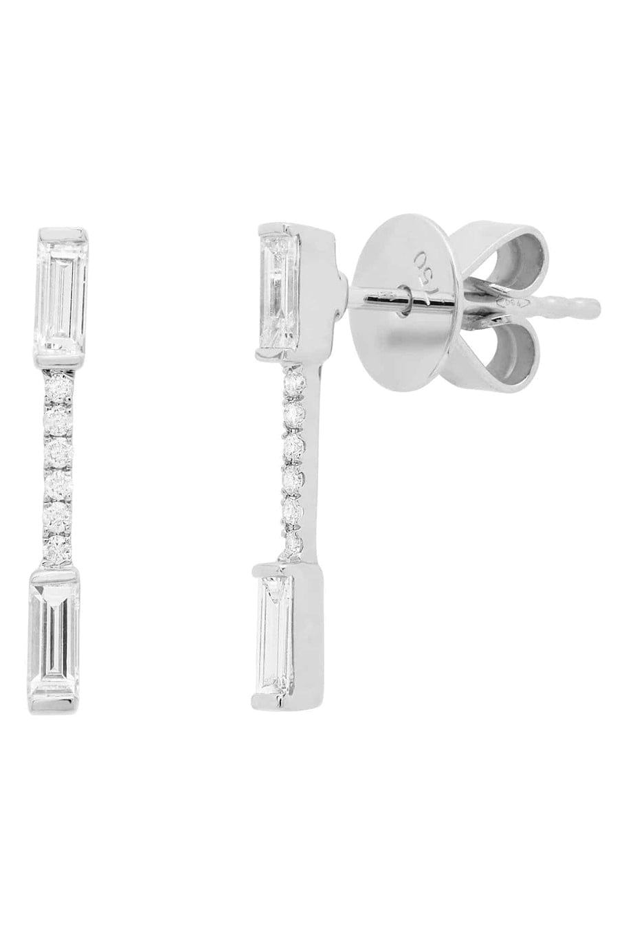 GRAZIELA-Kendall Linear Diamond Baguette Earrings-WHITE GOLD