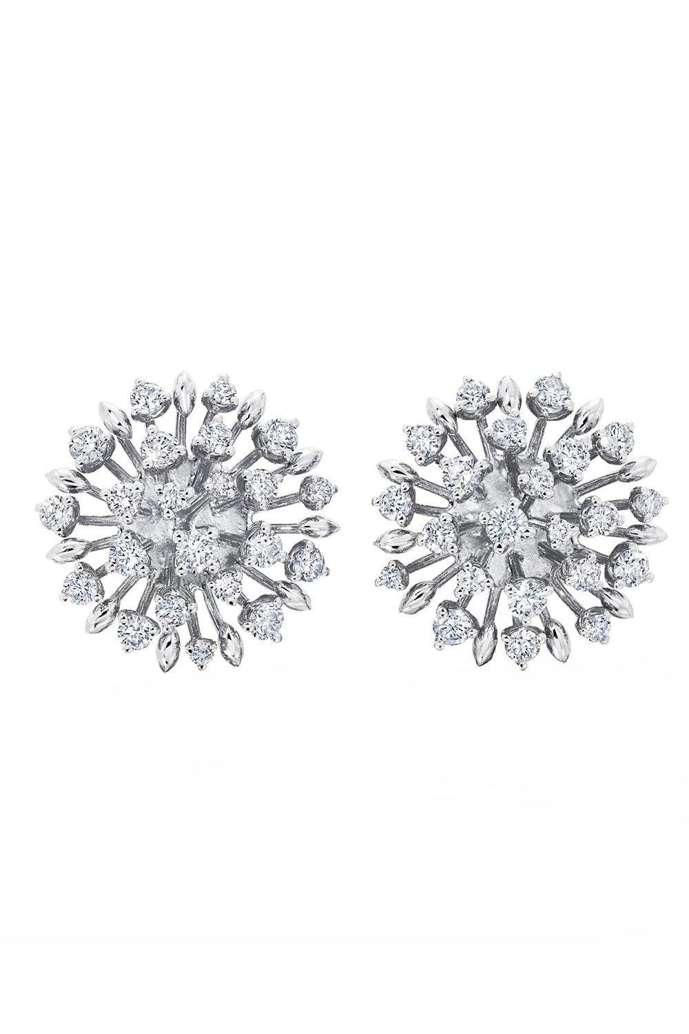 GRAZIELA-Large Diamond Lotus Stud Earrings-WHITE GOLD