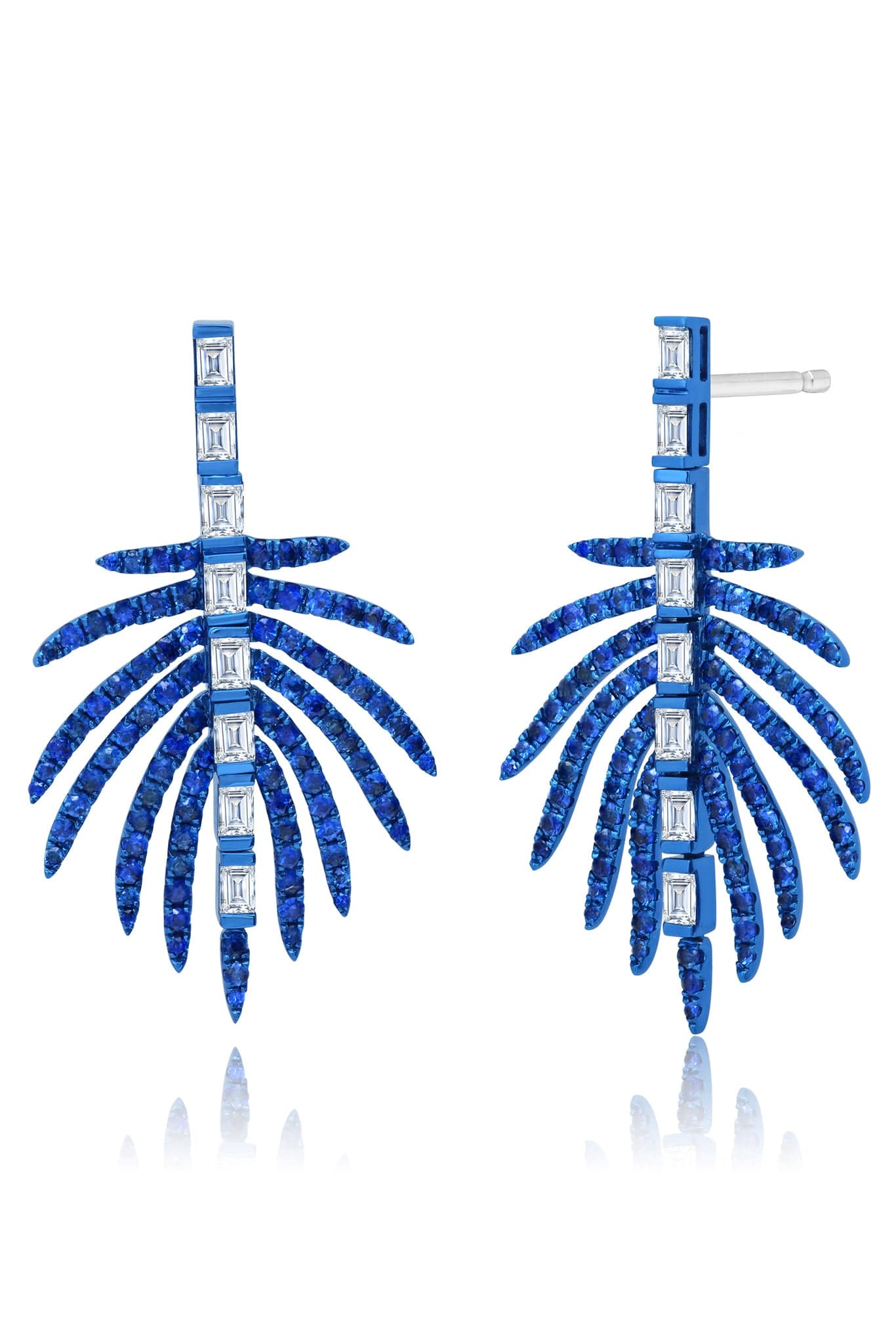 GRAZIELA-Palmeira Blue Sapphire Earrings-WHITE GOLD