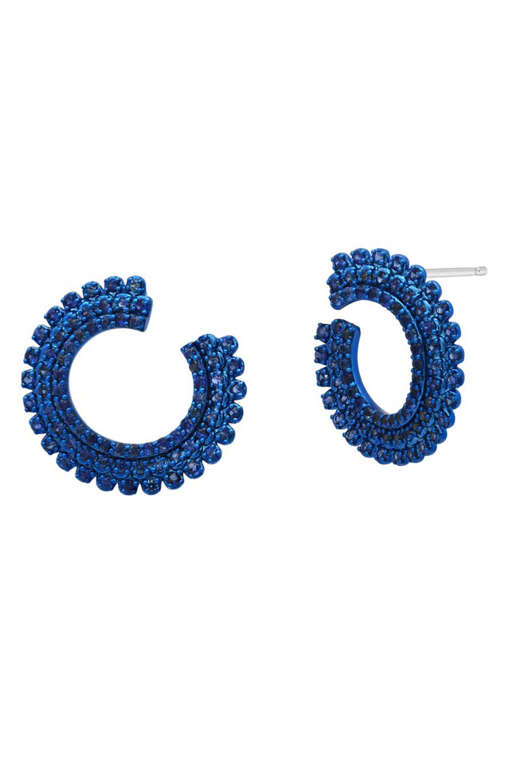 GRAZIELA-Pluma 3 Row Hoop Earrings-WHITE GOLD