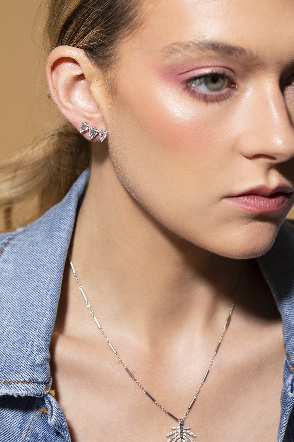 GRAZIELA-Pluma Pear Shape Ear Climbers-WHITE GOLD