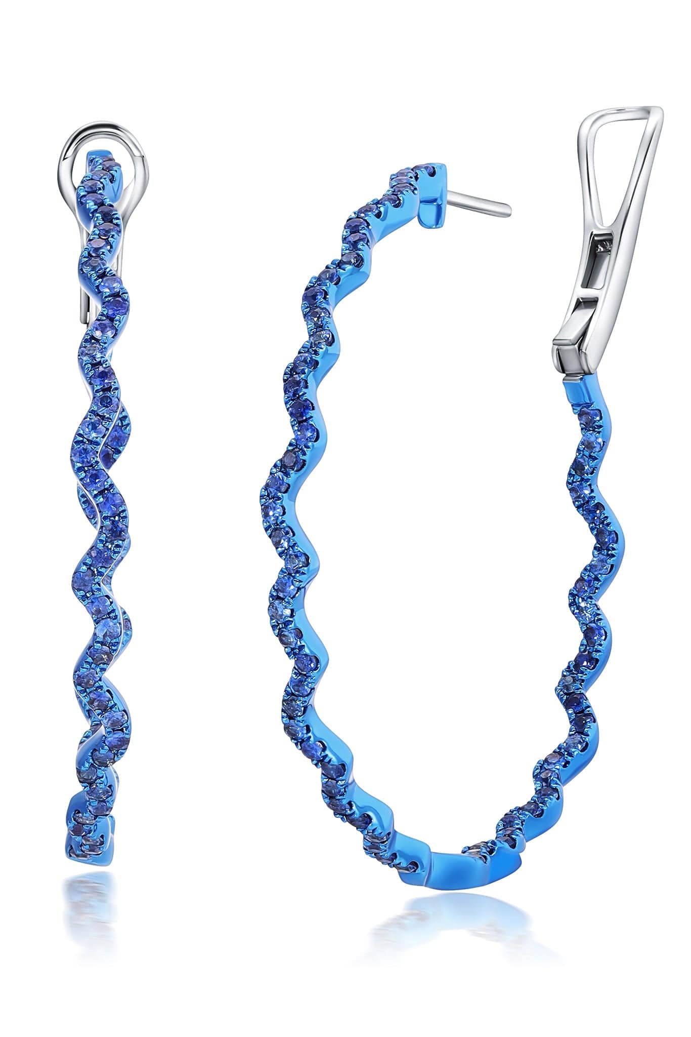 GRAZIELA-Rio Blue Sapphire Hoops-WHITE GOLD