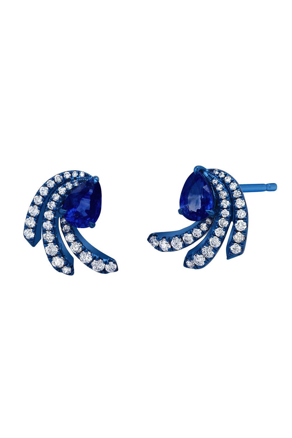 GRAZIELA-Rio Diamond Blue Rhodium Earrings-WHITE GOLD