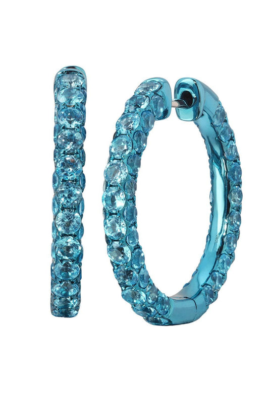 Swiss Blue Topaz Blue Large 3 Sided Hoop Earrings-WHITE GOLD-JEWELRYFINE JEWELEARRING-GRAZIELA