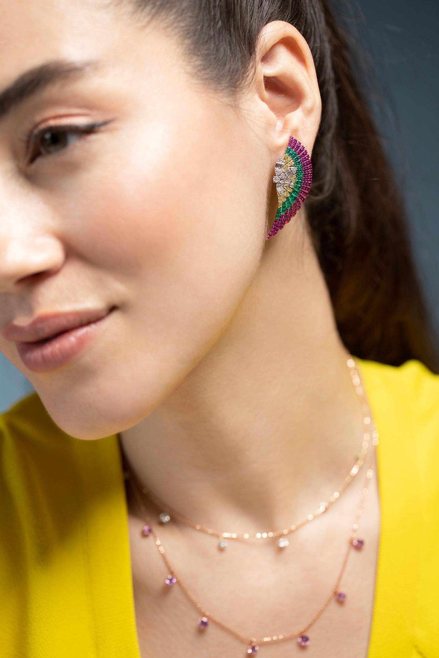 GRAZIELA-Asa Wing Statement Earrings-YELLOW GOLD