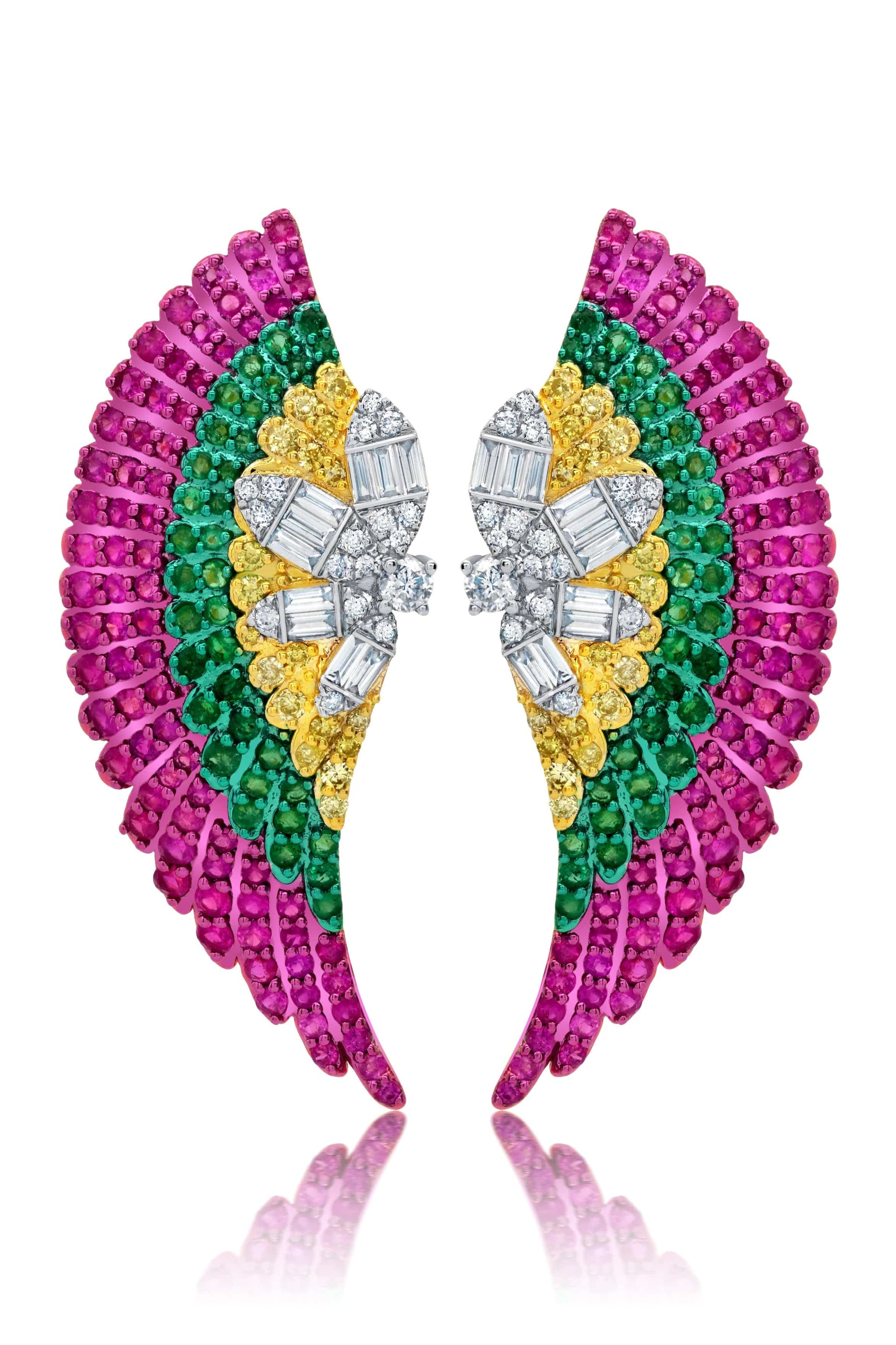GRAZIELA-Asa Wing Statement Earrings-YELLOW GOLD