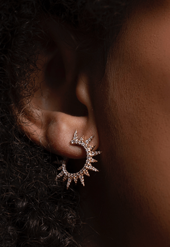 GRAZIELA-Diamond Starburst Earrings-YELLOW GOLD