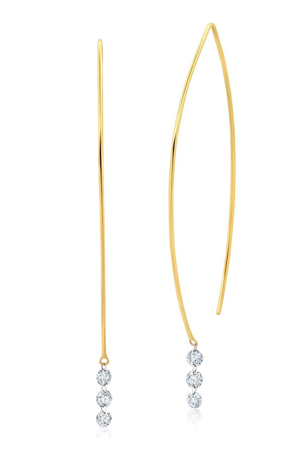 GRAZIELA-Floating Diamond Earrings-YELLOW GOLD