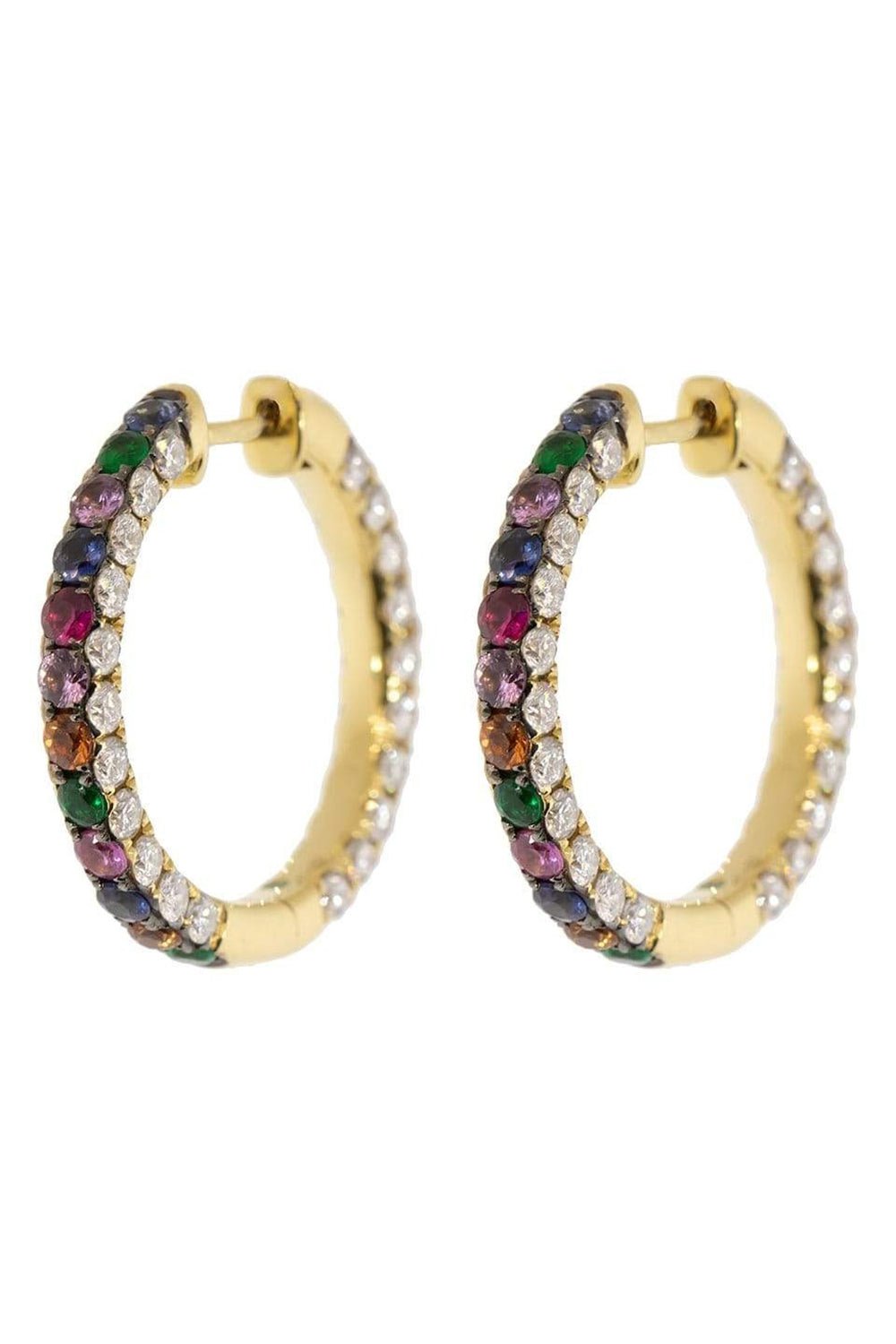 GRAZIELA-Large Rainbow and Diamond Hoops-YELLOW GOLD