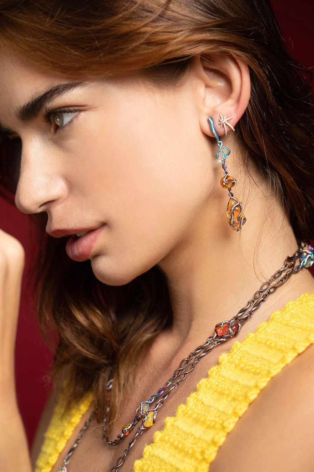 GRAZIELA-Starburst Cuff Earrings-YELLOW GOLD