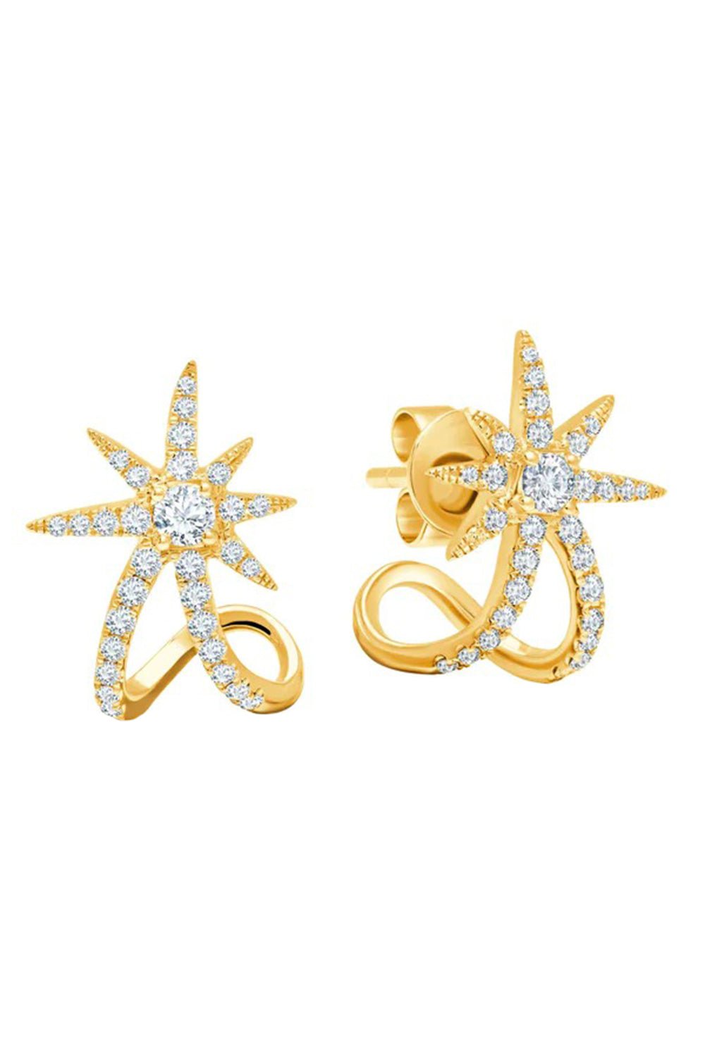 GRAZIELA-Starburst Cuff Earrings-YELLOW GOLD