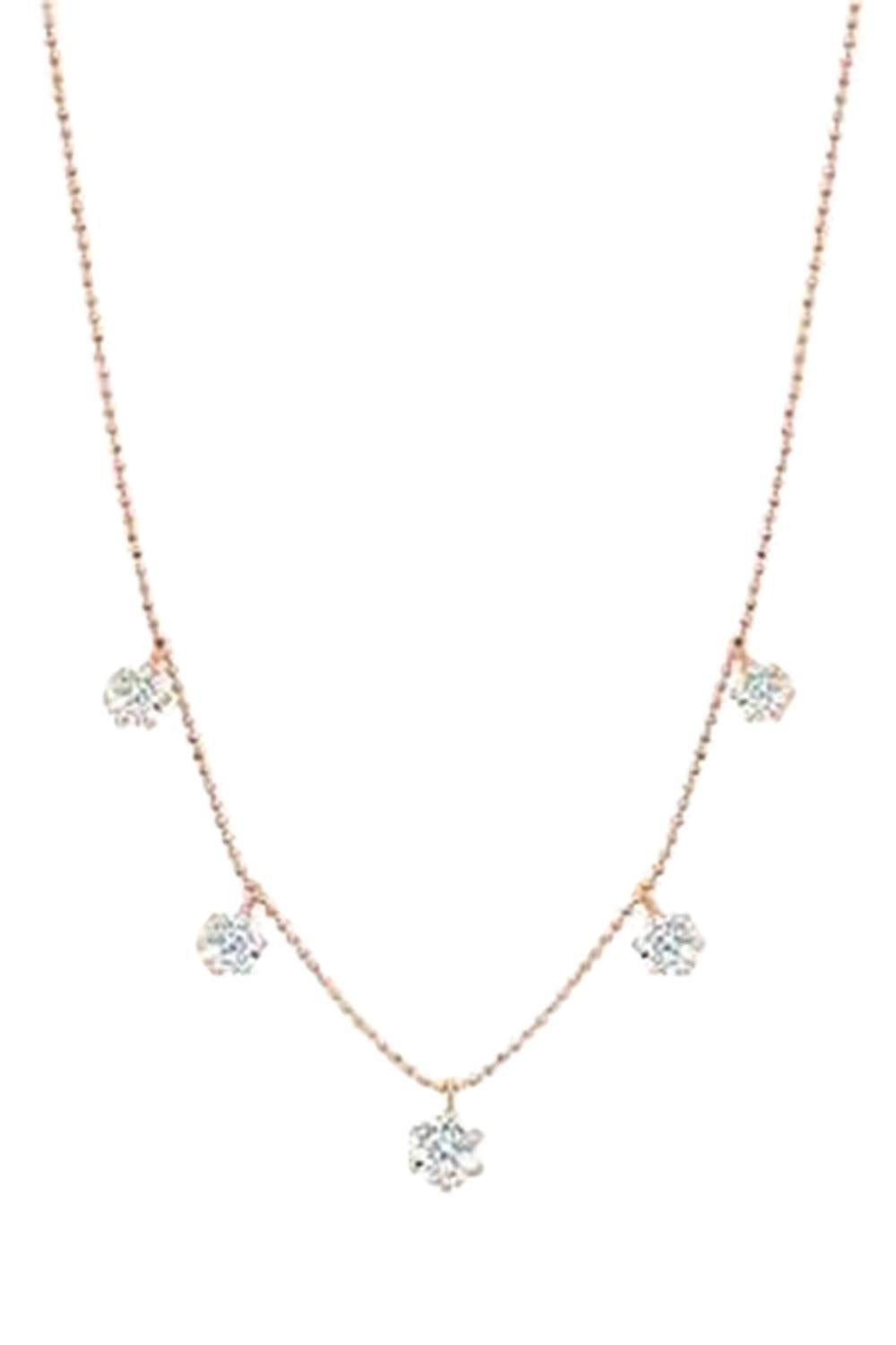 Rose Gold Large Floating Diamond Necklace-ROSE GOLD-JEWELRYFINE JEWELNECKLACE O-GRAZIELA