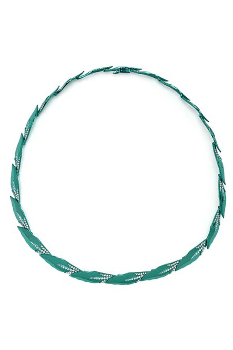 GRAZIELA-Arvore Diamond Green Collar Necklace-RHODIUM