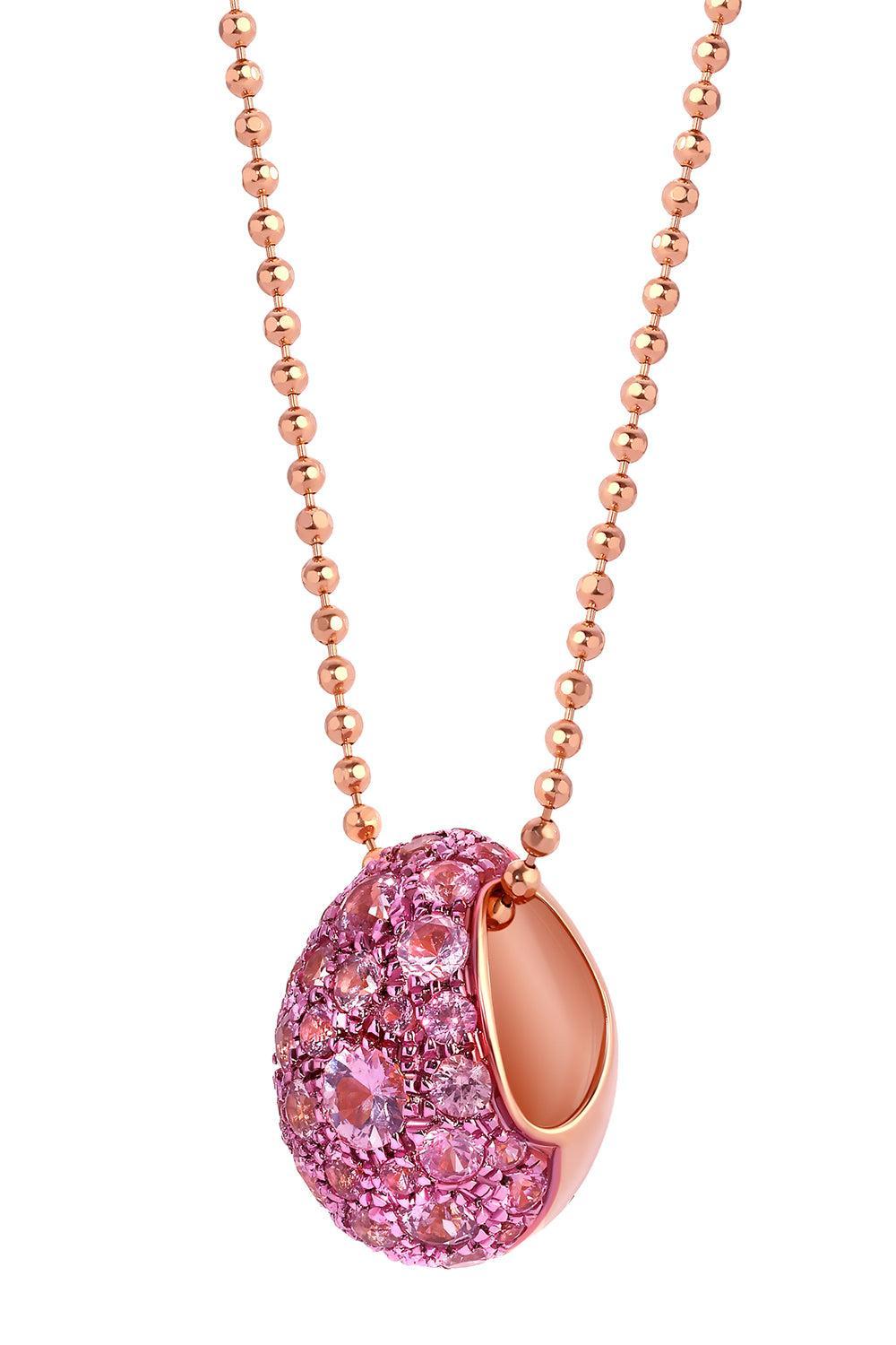 Pink Sapphire Bahia Pendant Necklace-ROSE GOLD-18-JEWELRYFINE JEWELNECKLACE O-GRAZIELA