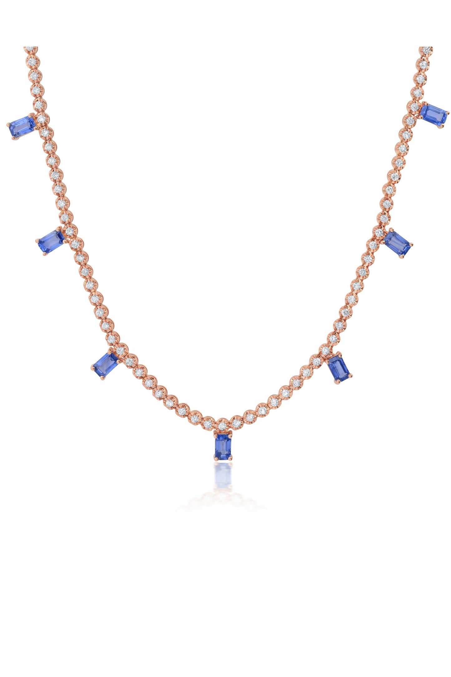 GRAZIELA-Blue Sapphire Floating Necklace-ROSE GOLD