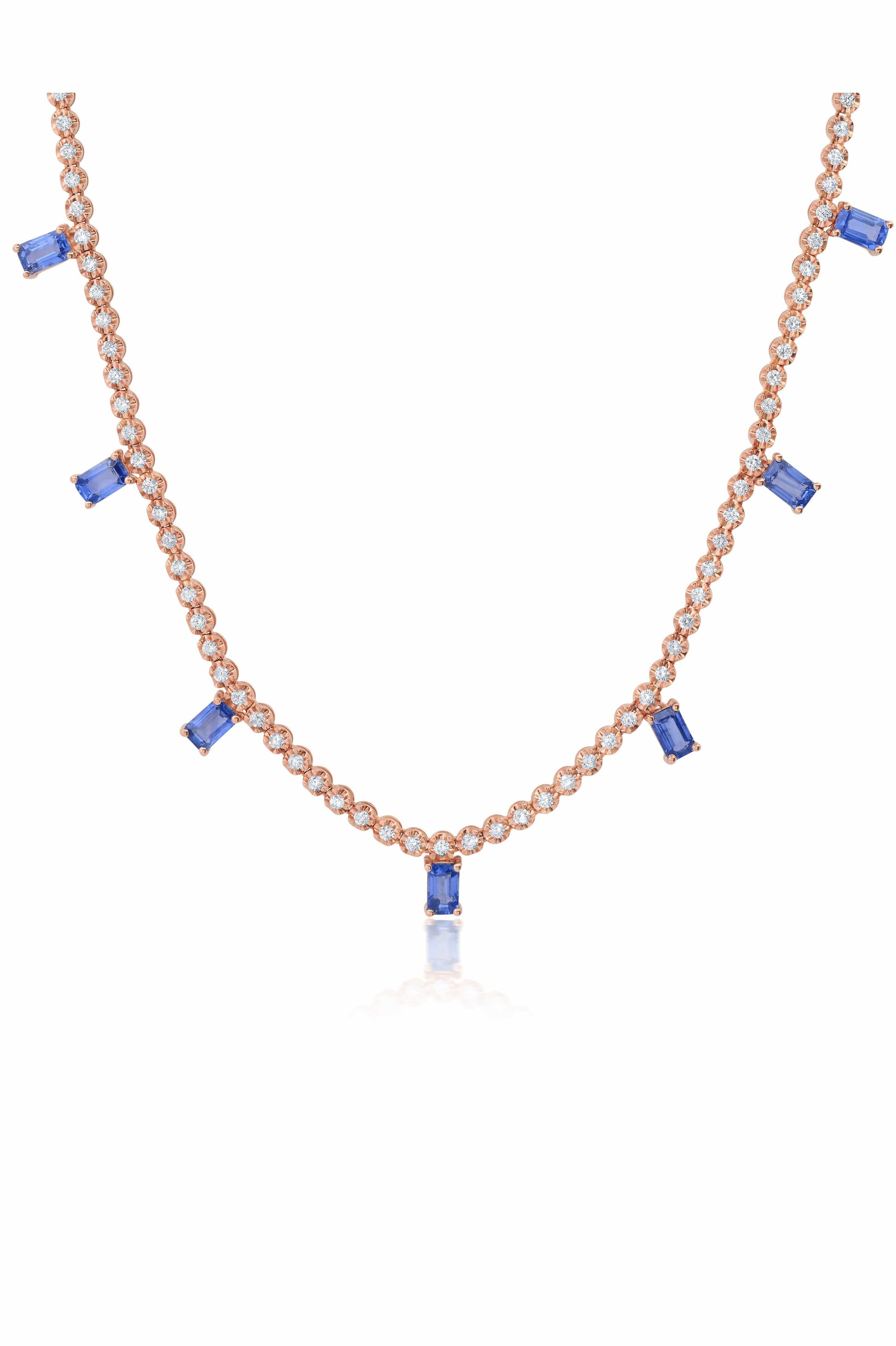 GRAZIELA-Blue Sapphire Floating Necklace-ROSE GOLD
