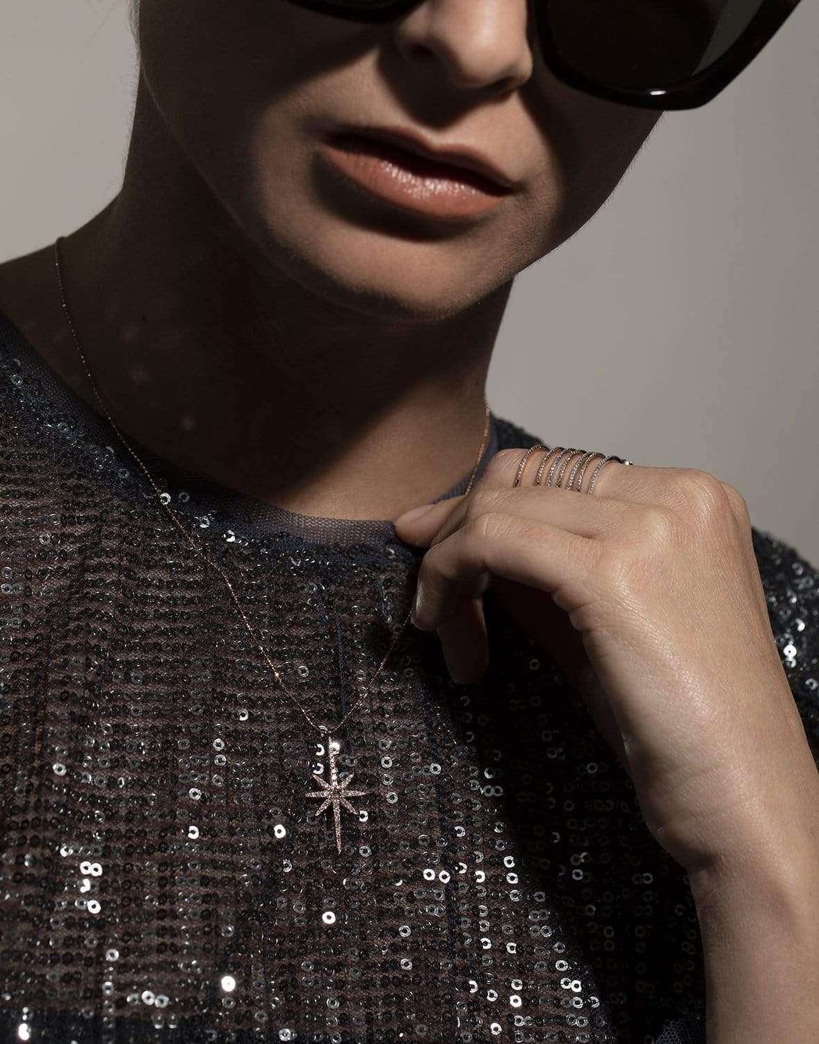 GRAZIELA-Diamond Starburst Necklace-ROSE GOLD