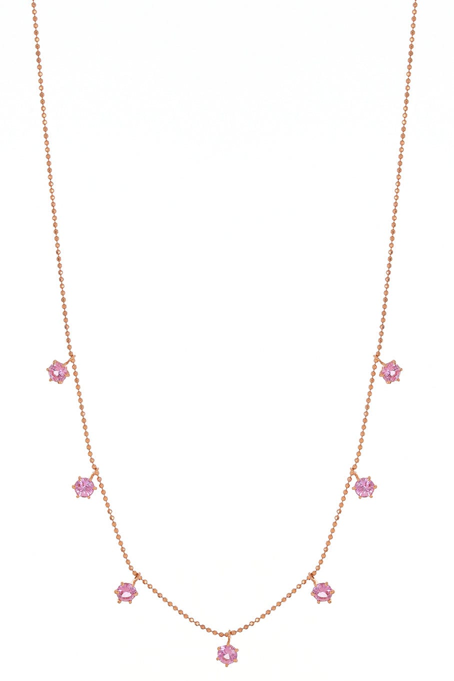 GRAZIELA-Medium Floating Pink Sapphire Necklace-ROSE GOLD