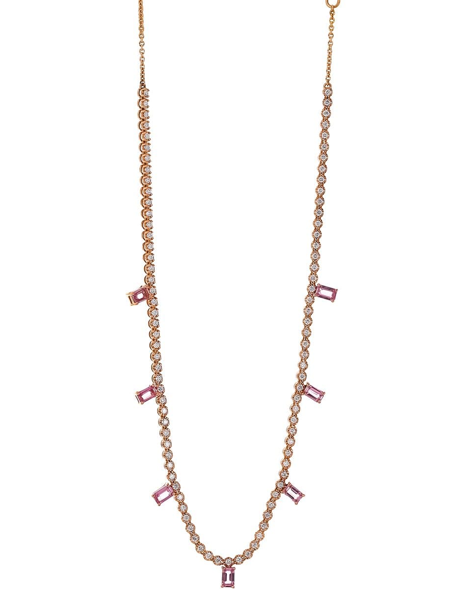 GRAZIELA-Pink Sapphire Link Necklace-ROSE GOLD