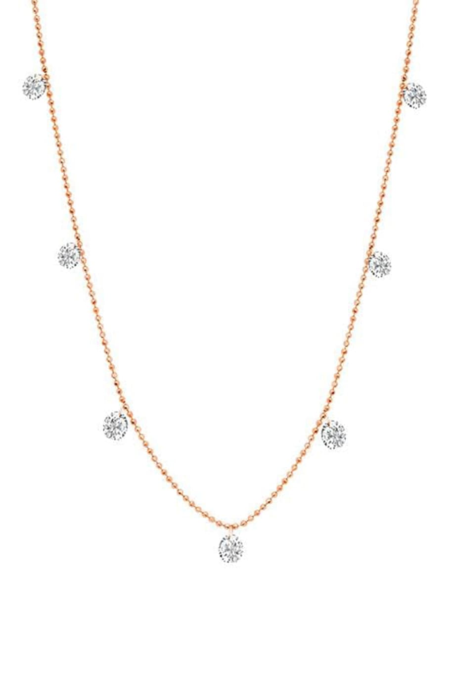 GRAZIELA-Rose Gold Small Floating Diamond Necklace-ROSE GOLD