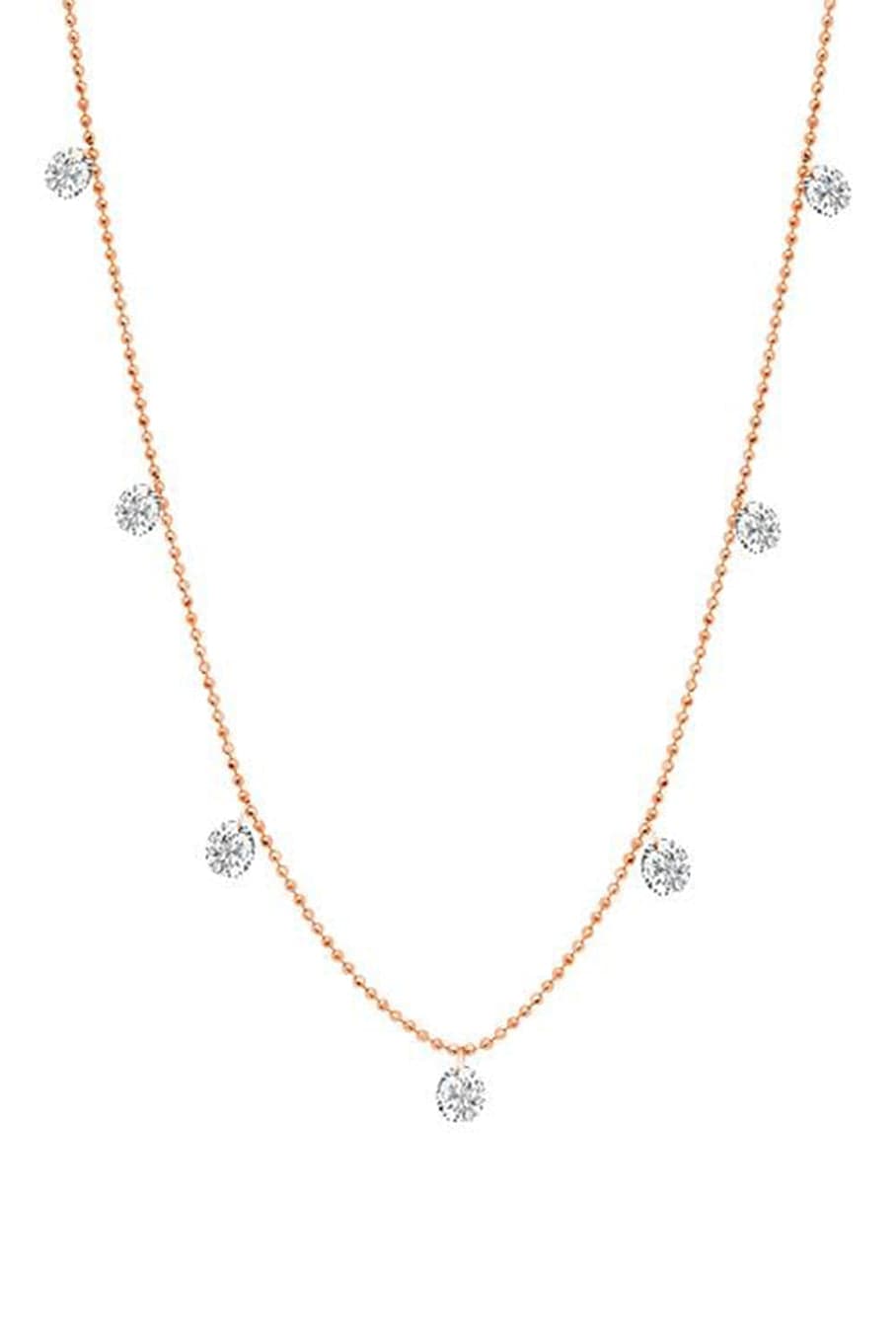 GRAZIELA-Small Floating Diamond Necklace-ROSE GOLD