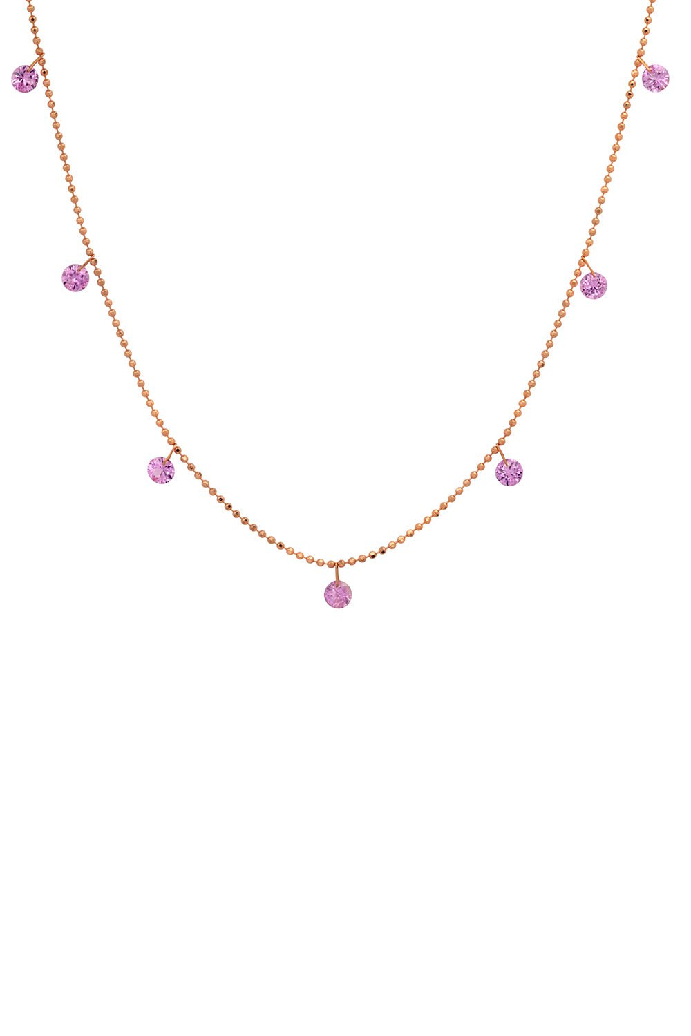 Small Floating Pink Sapphire Necklace JEWELRYFINE JEWELNECKLACE O GRAZIELA   