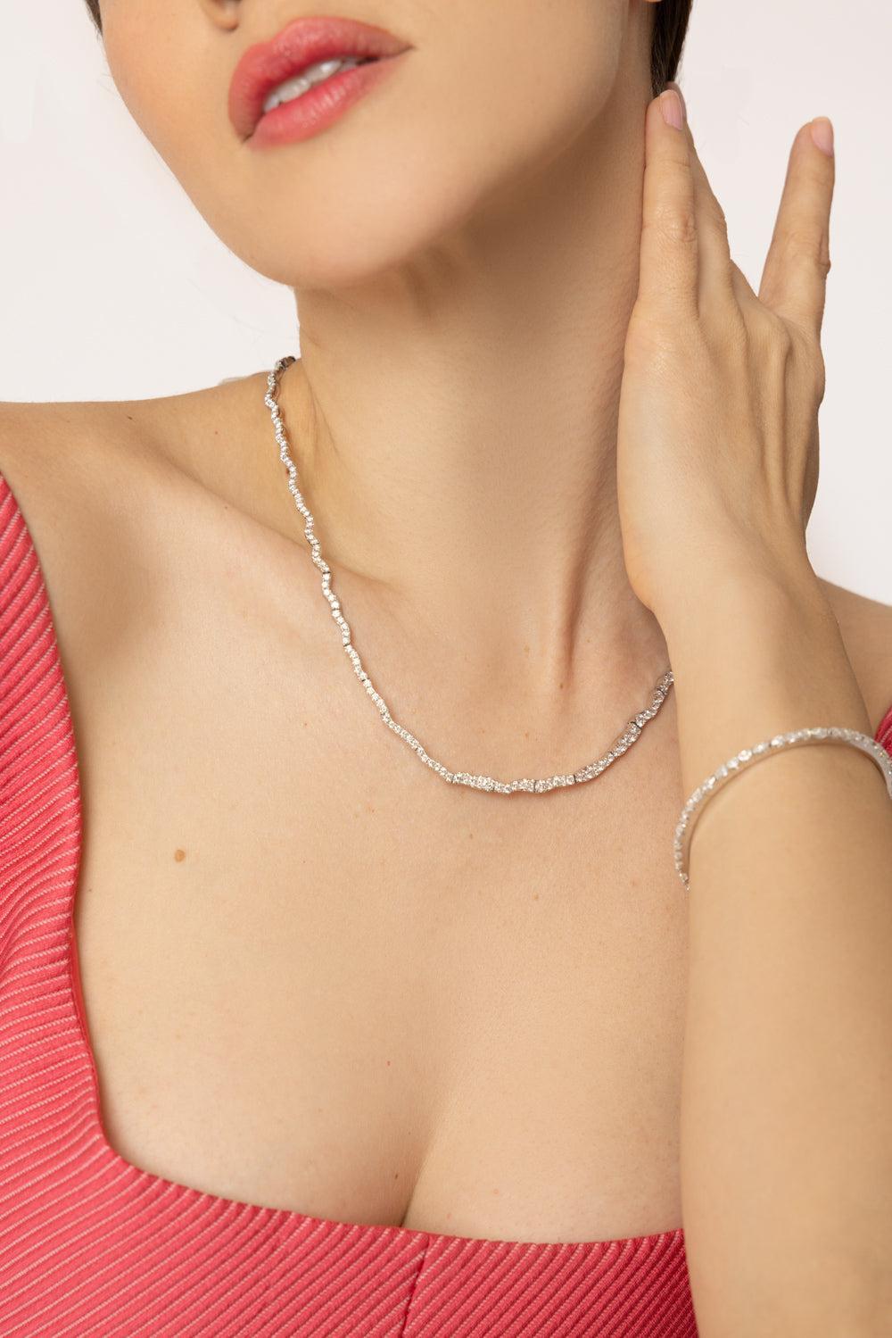 Diamond Rio Collar Necklace-WHITE GOLD-18-JEWELRYFINE JEWELNECKLACE O-GRAZIELA