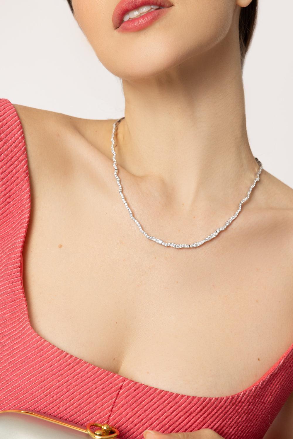 Diamond Rio Collar Necklace-WHITE GOLD-18-JEWELRYFINE JEWELNECKLACE O-GRAZIELA