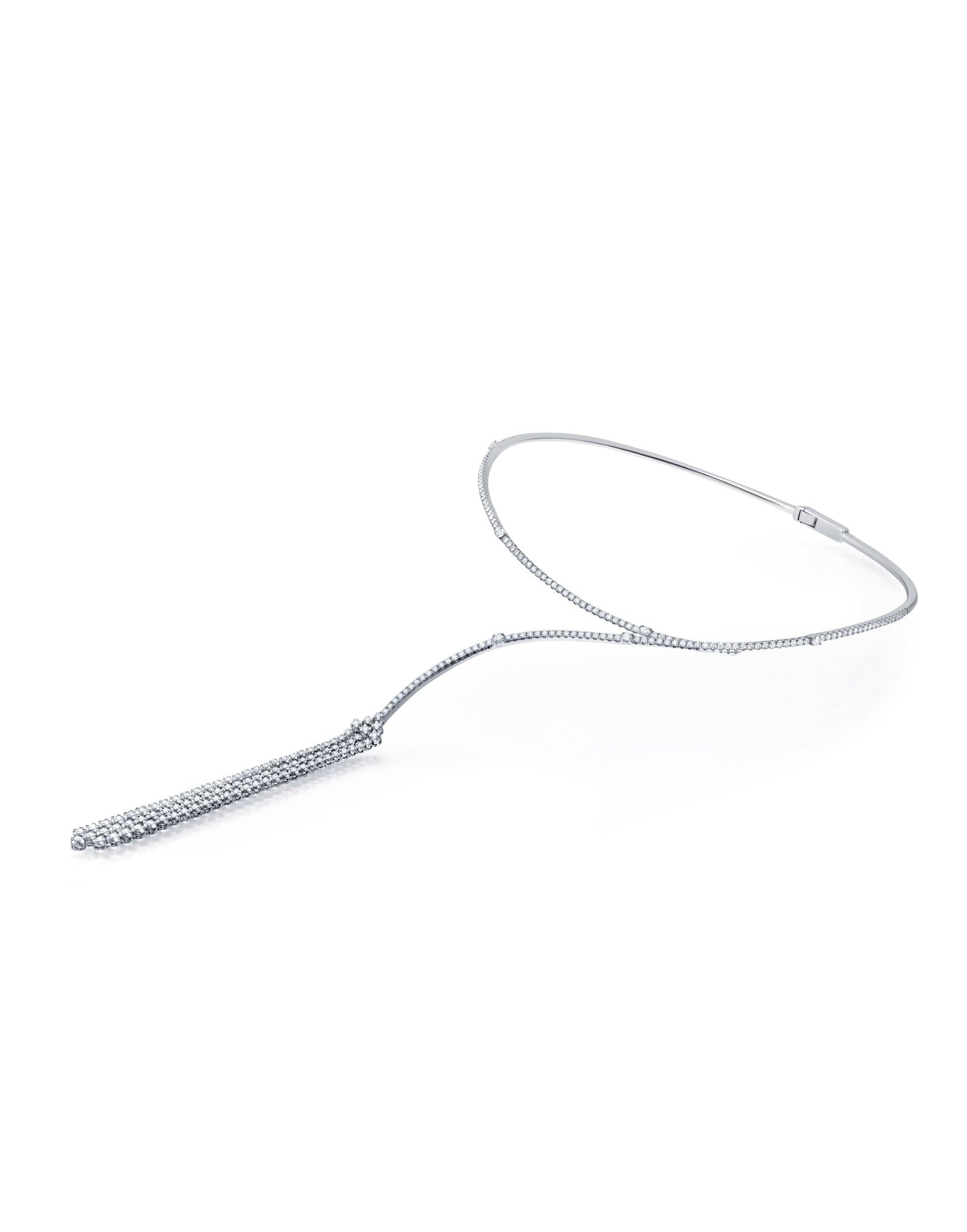 GRAZIELA-Diamond Collar Lariat Necklace-WHITE GOLD