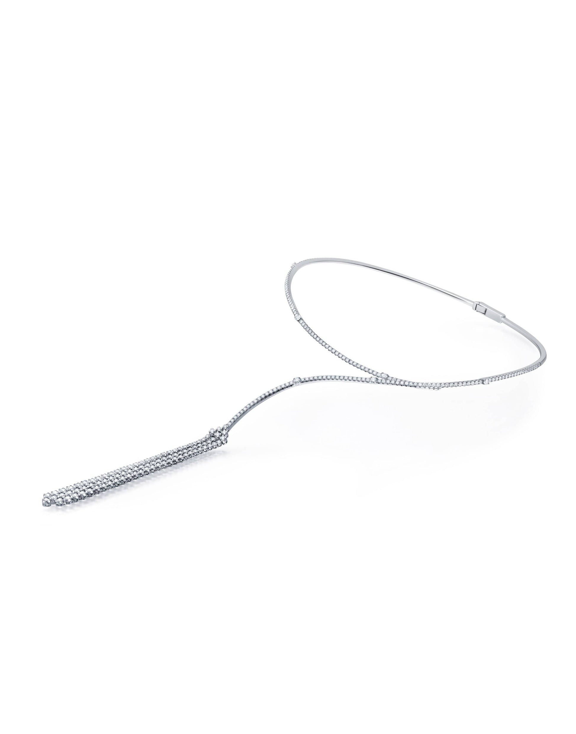 GRAZIELA-Diamond Collar Lariat Necklace-WHITE GOLD