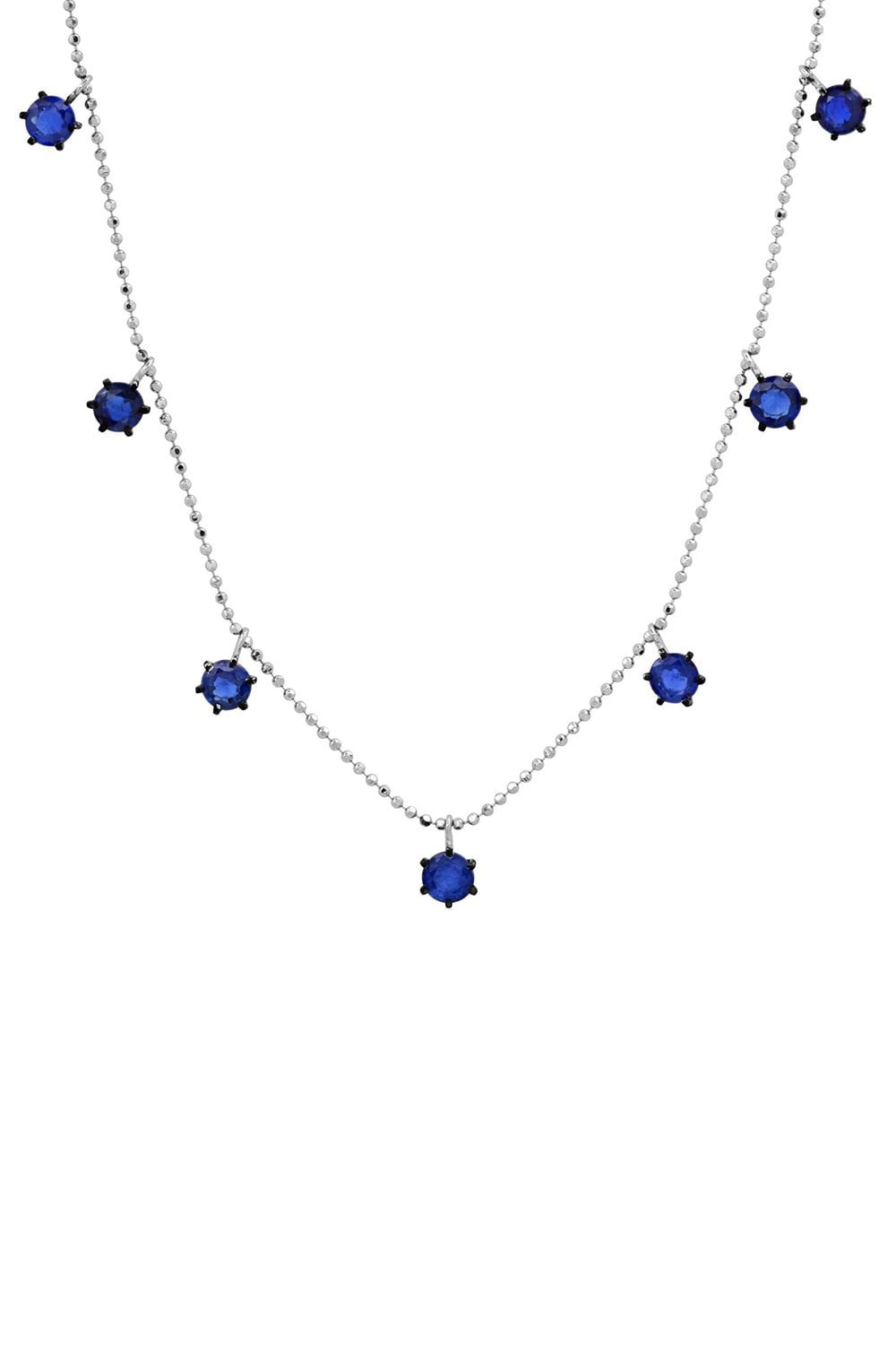 GRAZIELA-Floating Blue Sapphire Necklace-WHITE GOLD