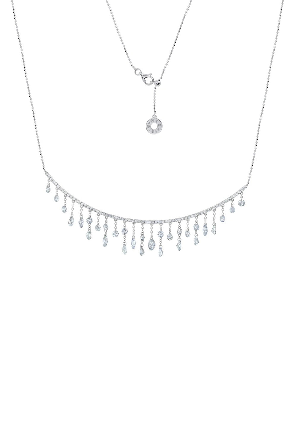 GRAZIELA-Floating Diamond Bib Necklace-WHITE GOLD